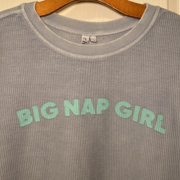 Charlie Southern Big Nap Girl Light Blue Corded Sweatshirt Size Large EUC - Picture 2 of 10